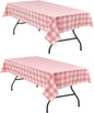 Plaid Tablecloth 2 Pack, 54 x 80 inch, Peach Pink and White | Waterproof by Hiasan