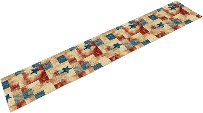 4th of July Table Runner, Rustic Vintage Country Red White Blue American Stars - Image 7