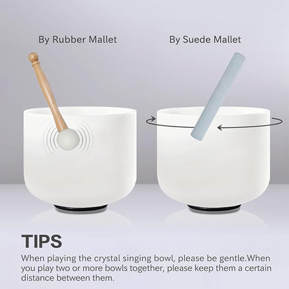 CVNC 432HZ 7-12 Inch Set Of 7 Pcs Frosted Quartz Crystal Singing Bowls With 2 Pcs Carrying Case bag Sound Healing