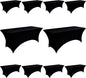 10-Pack 8ft Black Spandex Table Covers for Rectangle Folding Tables - Washable Elastic Tablecloth - Ultimate Fitted Table Protector for Parties, Trade Shows, Banquet, and Wedding
