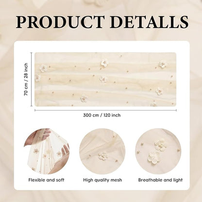 Artoid Mode Flower Pearl Peach Gauze Table Runner 10FT, Seasonal Sheer Dining - Image 7