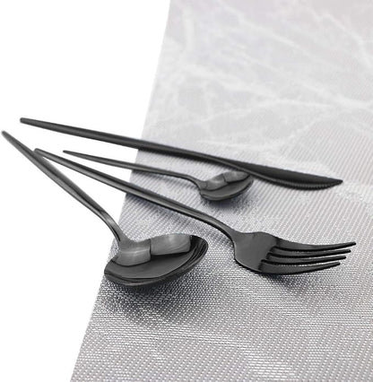 Shiny Black Silverware Set, JASHII 20-Piece Stainless Steel Satin Finish - Image 7