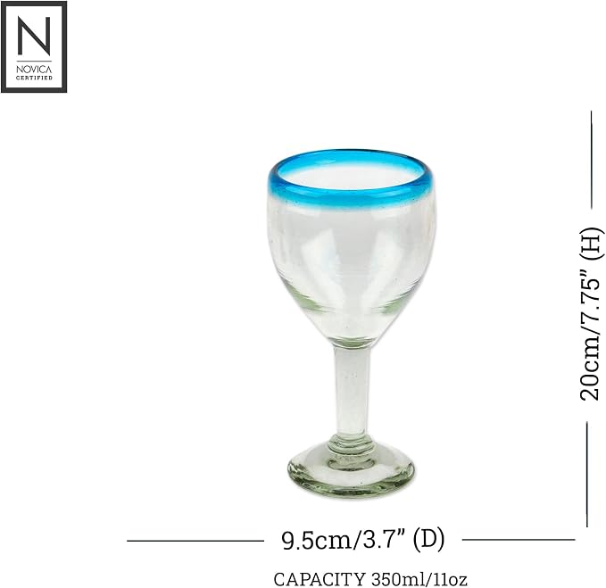NOVICA Artisan Handblown Glass Wine Glasses Clear - Image 5