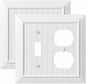 Beadboard Outlet Covers Wall Plates, Bamboo Fiber Light Switch Covers, Natural Material Electric Receptacle Decorative Switch Plate Outlet Cover (Pure White, 2 Gang Toggle/Duplex 2 Pack)