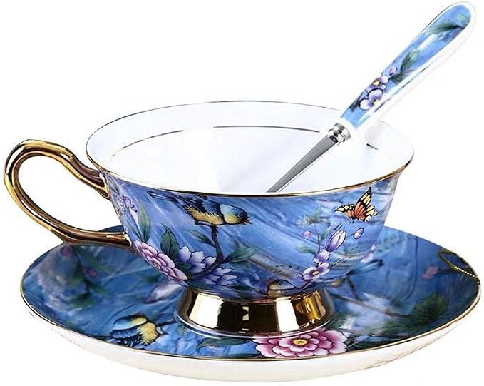 Bone China Cup& Saucer Set, 6.8oz- Birds& Trees by Eplze