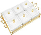 YA JU Ceramic Bowls and with Lid Gold Basket Trays, 6 Removable Small Bowls Condiment Trays Nut Serving Set for Snacks, Fruits, Candy and Condiments -Great for Parties, Holiday Gifts, White