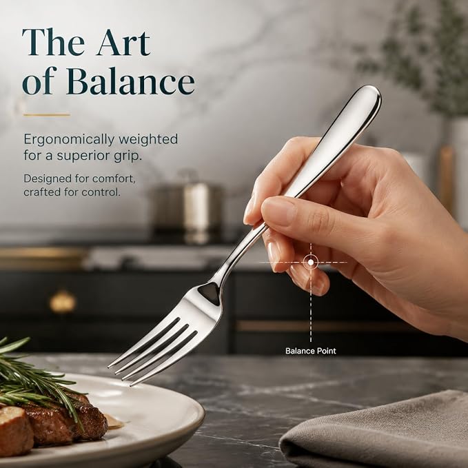 HaWare Silverware Set for 12, 60-Piece Stainless Steel Flatware, Heavy Duty | - Image 4