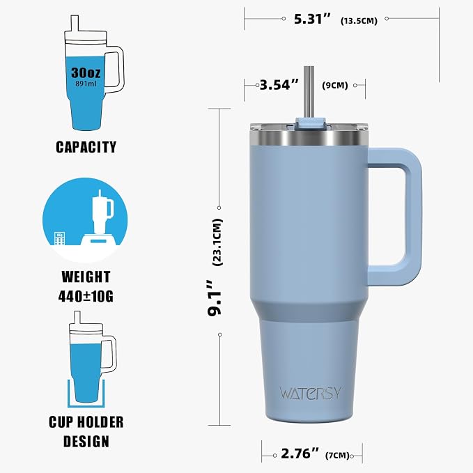 30 oz Tumbler with Handle, Tumbler with Lid and Straw, Double Wall Insulated - Image 8
