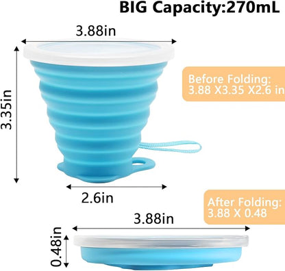 Litoexpe 4 Pack Silica gel Collapsible Travel Cup 270ml, Style 1 | Orange & - Image 2