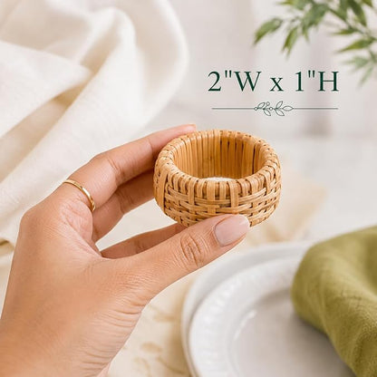 ALPHA Living HOME Natural Rattan Napkin Rings Set of 12 - Image 4