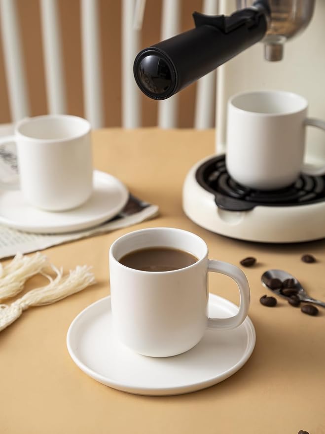 Set of 1 Espresso Cups And Saucers In Stronger Porcelain 3.5oz, Mini Coffee - Image 8