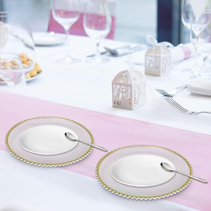 50 Pcs Charger Plates Set, Round Charger Plates, Reusable Serving Plates Embossed Rim Plastic Chargers Plate Decorative Round Plate Chargers for Dinner Plate Table Wedding Shower Decoration