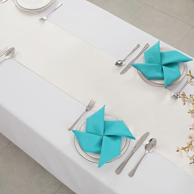 Horbaunal 12 Pack Ivory Satin Table Runner 12 x 108 Inch | Smooth Table Runners - Image 4