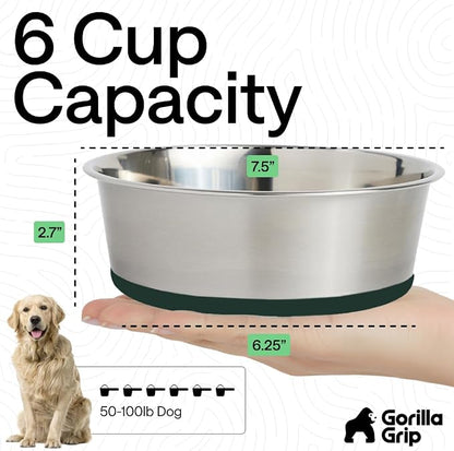 GORILLA GRIP Dog Bowls, Food Grade 304 Stainless Steel, Holds 6 Cups Each Food - Image 4