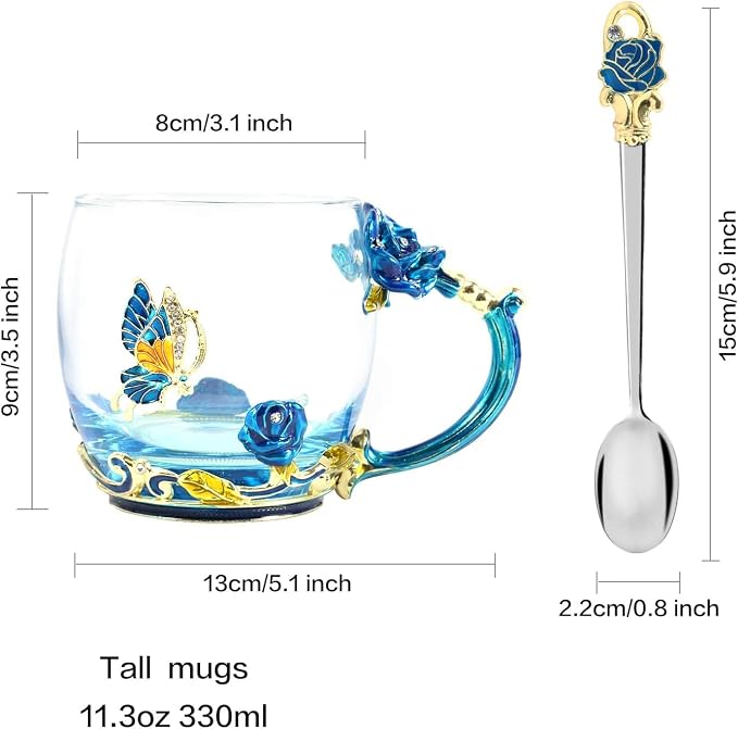 Tea Cup Gifts for Mom Birthday Gift for Women, Glass Coffee Enamels Mug - Image 4
