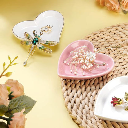 JAMEND CLXP Pink Heart Jewelry Tray, Engagement Wedding Ring Dish Earring Holder - Image 3