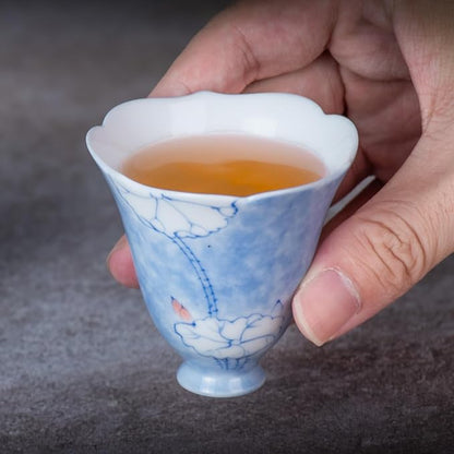 KAMMAK Ceramic Tea Cups Set of 2, 2.4 oz, Vintage Small Teacups, 669N | Hand - Image 4