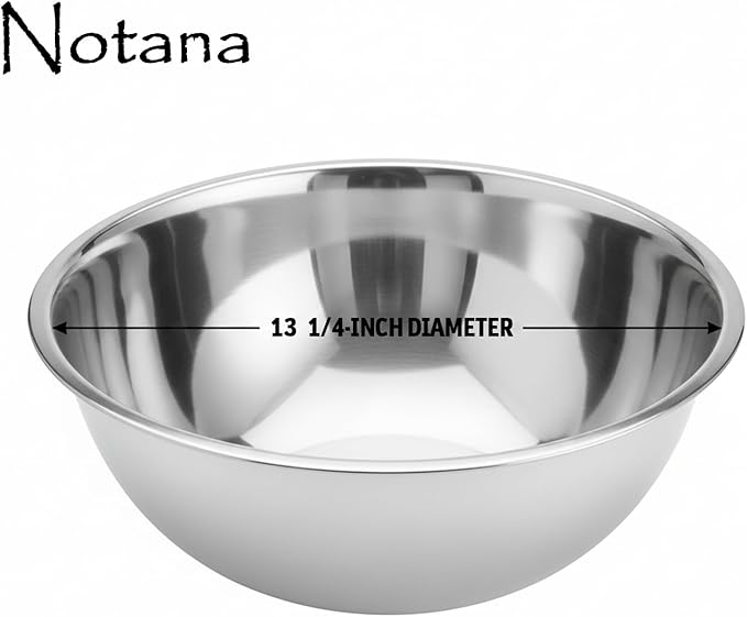 8 Quart Stainless Steel Mixing Bowl - Large Capacity Heavy Duty Kitchen Prep Bowls, Flat Base Design, Dishwasher Safe, For Baking, Dough, Salad, Cooking & Food Prep - 2 Pack