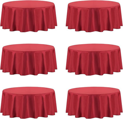 PureFit 6 Pack Round Red Table Cloths 120 Inch for Round Tables, Stain and Wrinkle Resistant Table Linens for Home Use, Wedding, Party, Banquet and Camping