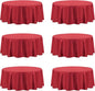 PureFit 6 Pack Round Red Table Cloths 120 Inch for Round Tables, Stain and Wrinkle Resistant Table Linens for Home Use, Wedding, Party, Banquet and Camping