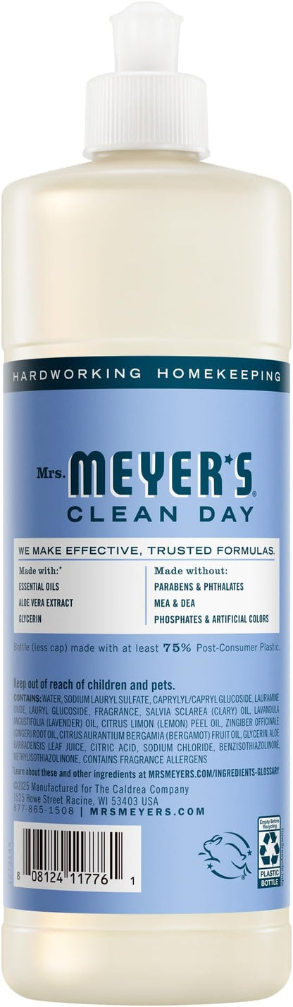 MRS. MEYER'S CLEAN DAY Liquid Dish Soap, Bluebell Scent, 16 Fl Oz bottle (Pack of 1)