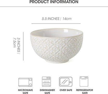 26 OZ Cereal Bowls Set of 4, Ceramic Soup Bowl - Image 2