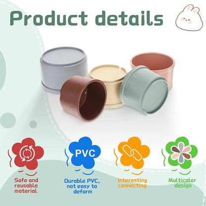 8 Pcs Stacking Cups for Bunny, Hiding Food and Playing, Keeping Bunnies Busy - Image 3