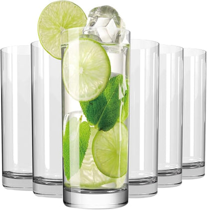 Drinking Glasses Set of 6, 16oz Crystal Highball Glasses, Water Glass by WlasssLightweightGlasswareMakingLifeEasier