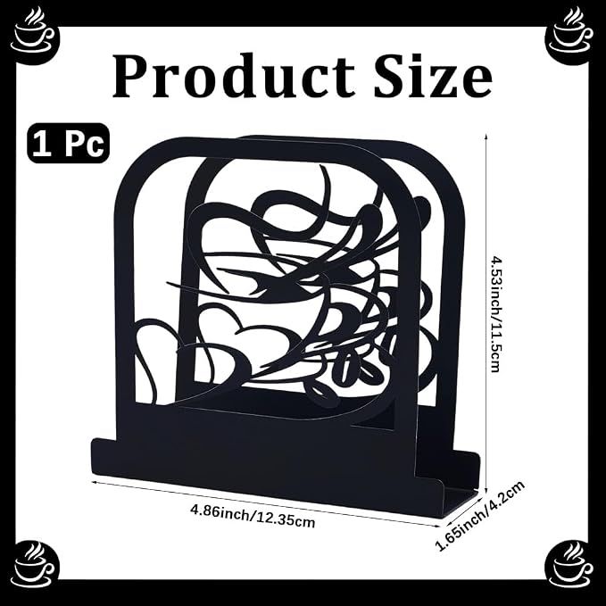 CRASPIRE Coffee Standing Napkin Holder Table Napkins Dispenser Black Metal - Image 2
