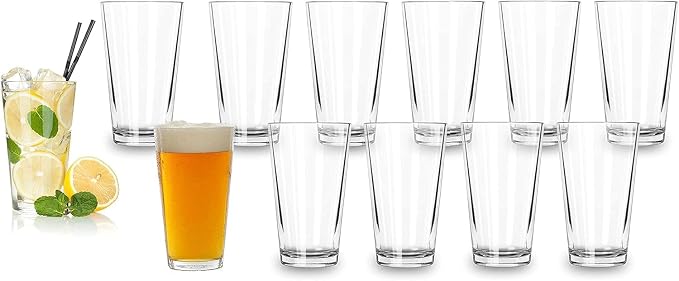 Bulk Classic Premium Beer Pint Glasses 16 Ounce – Set Of 12 Highball Cocktail by LightInTheDark