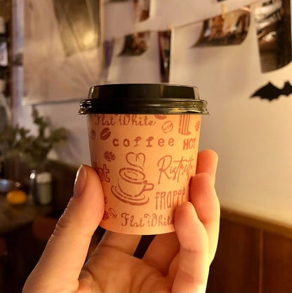 4 Oz Espresso Paper Cups with Black Lids - Image 3