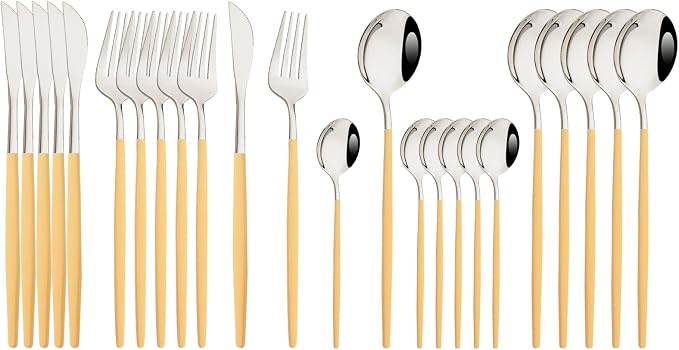 JASHII Flatware Set 24 Piece, Stainless Steel Silverware Set, Macaron Small by JASHII