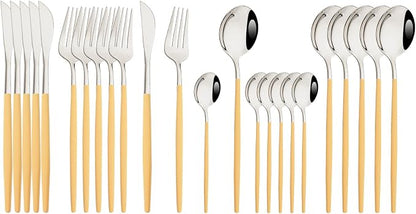 JASHII Flatware Set 24 Piece, Stainless Steel Silverware Set, Macaron Small by JASHII