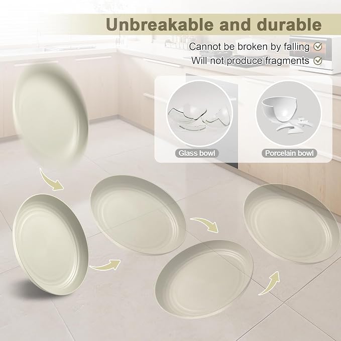 HEYCOME 12 Pcs Unbreakable Deep Dinner Plates Set, 10 inch Reusable Plastic - Image 4
