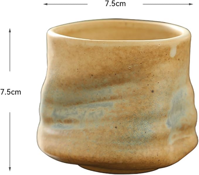 Unique Glaze Coffee Cups Set, Handleless Teacup Retro Coarse Ceramic Mugs - Image 8