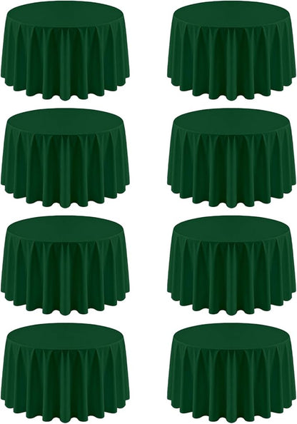 8 Pack Round Tablecloth 90 Inch Hunter Green Table Cloth for Round Tables, Washable Polyester Dark Green Table Cloth Stain and Wrinkle Resistant Decorative Table Cover for Wedding Party Dining Banquet