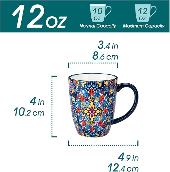 vancasso SIMI 12 oz Coffee Mugs Set of 6, Ceramic Mug - Image 2
