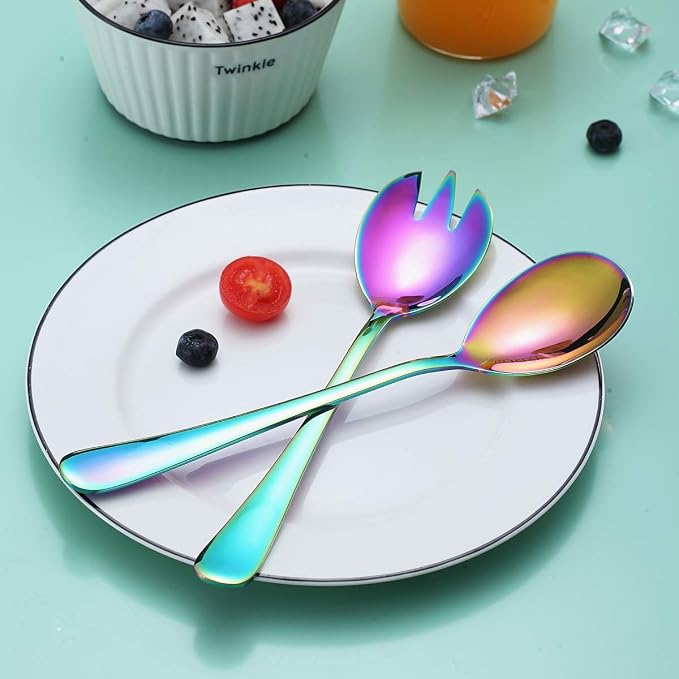 Rainbow Salad Server Set, Berglander Stainless Steel Salad Serving Set - Image 5