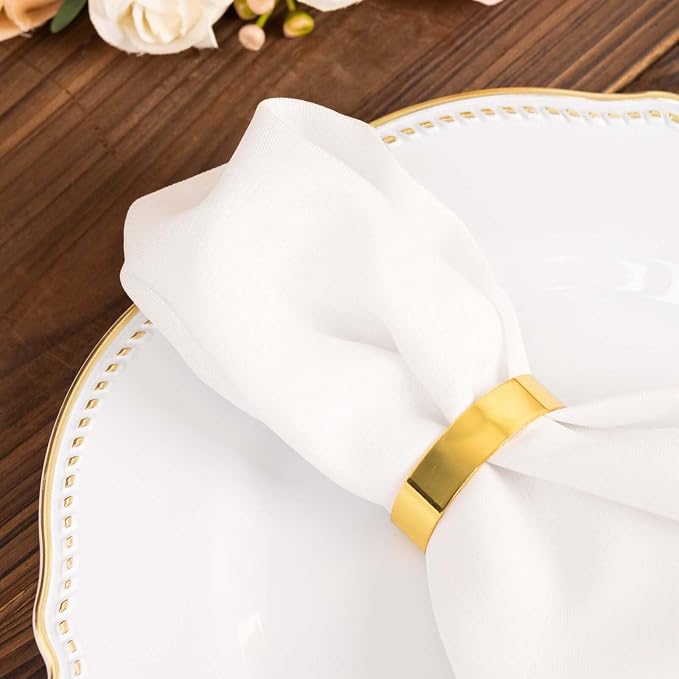 Efavormart 4 Pack | 2" Shiny Gold Metal Semicircle Napkin Rings, D-Shaped - Image 2