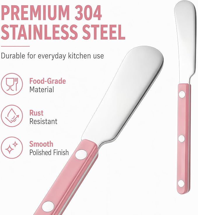 4PCS Stainless Steel Butter Knives Set: 6.3 Inch Cheese Spreader 304 Stainless - Image 6