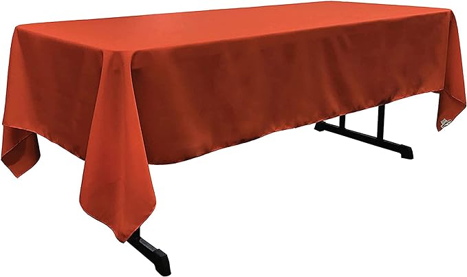 LA Linen Polyester Poplin Washable Rectangular Tablecloth, Stain and Wrinkle Resistant Table Cover 60x126, Fabric Table Cloth for Dinning, Kitchen, Party, Holiday 60 by 126-Inch, Rust