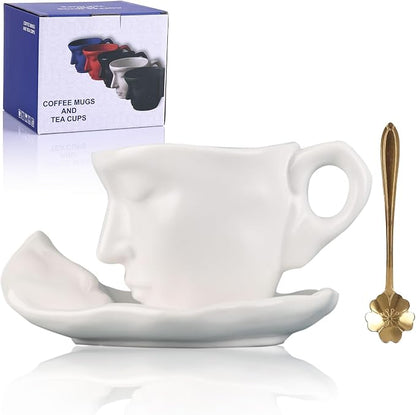 oliruim White Coffee Cup and Saucer Set by oliruim