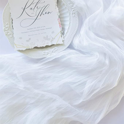 Joanlody Ivory Cheesecloth Table Runner Spring Easter 10Ft Rustic Gauze Boho Cheese Cloth Table Runner for Wedding Bridal Baby Shower Decoration 4 Pack