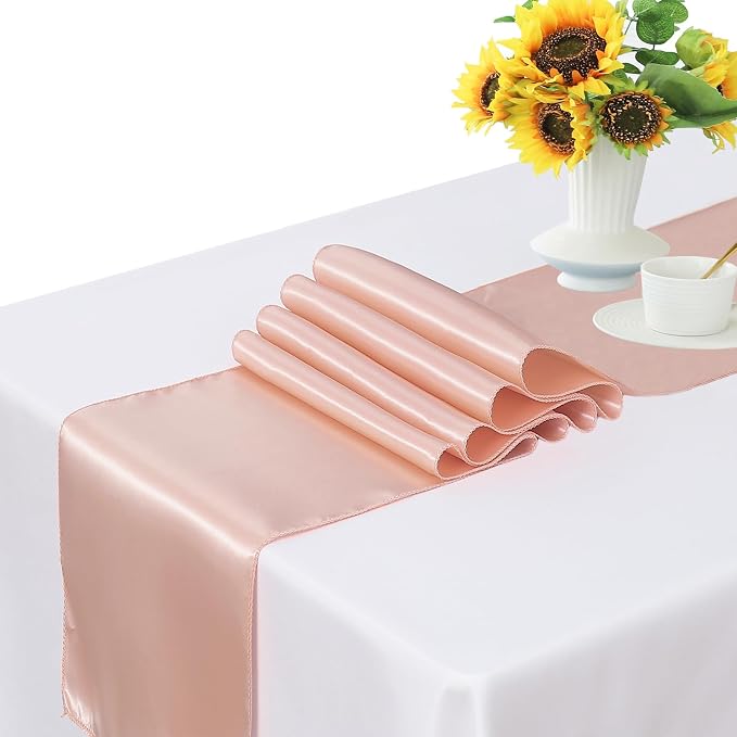 Pack of 10 Satin Blush Pink Table Runners 12 x 108 Inches - Image 2