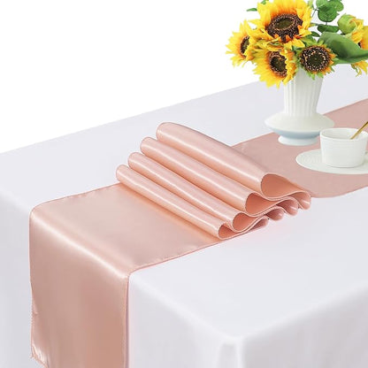 Pack of 10 Satin Blush Pink Table Runners 12 x 108 Inches - Image 2
