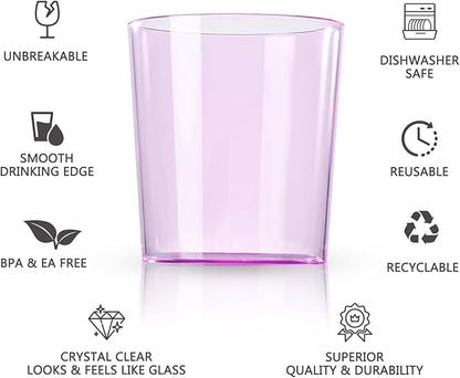 Liacere Plastic Drinking Glasses (Set of 12) 14 oz Purple Plastic Glasses Colors，Kitchen Water Glasses Cup, Bar Tumbler Glassware Set for Beer, Juice, Cocktail, Whiskey, Milk for Valentine’s Day