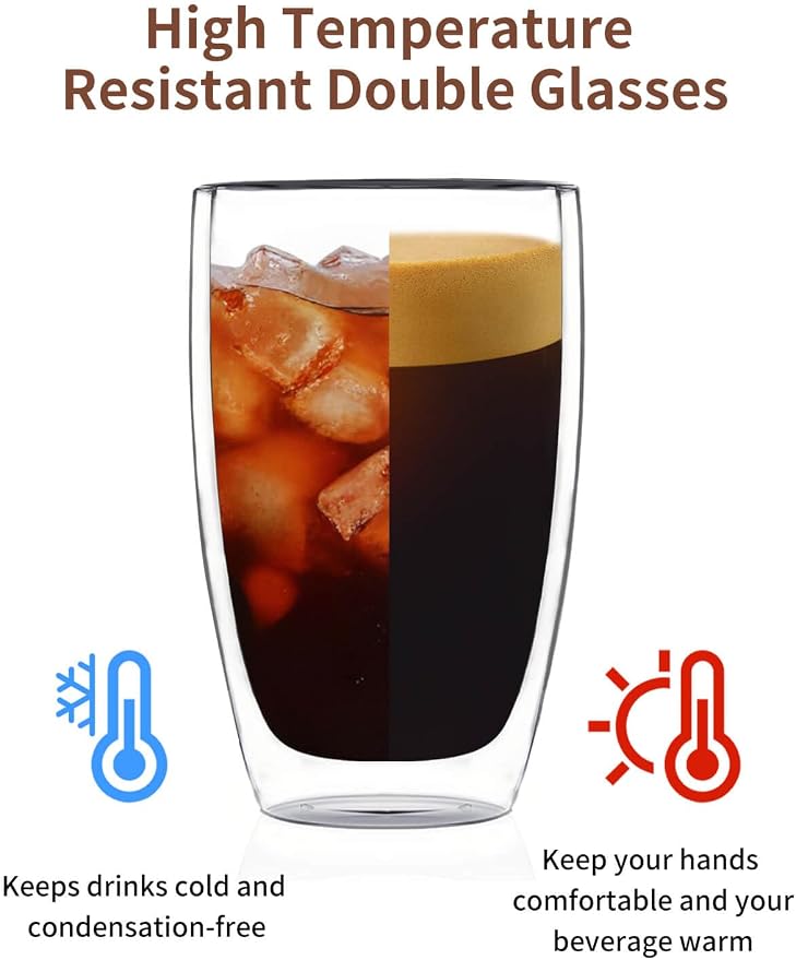 DOPUDO 17oz Double Wall Glass Coffee Mugs, Insulated Coffee Mug, Lightweight - Image 3