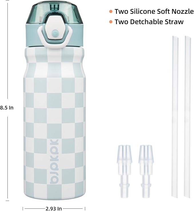 BJPKPK 18 oz Water Bottle with Straw & Handle, Insulated Stainless Flask | Leak - Image 4