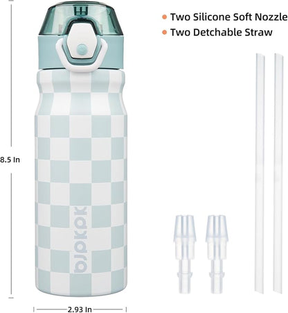 BJPKPK 18 oz Water Bottle with Straw & Handle, Insulated Stainless Flask | Leak - Image 4