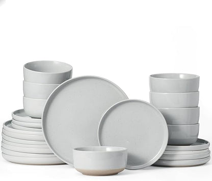 Famiware Milkyway 24-Piece Stoneware Dinnerware Set, Light Gray | Plates and by Famiware